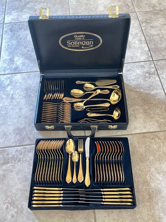 Soligen Other - Soligen Gold Flatware Cutlery Full Set 70 Pc Germany Vintage In Case Used Once